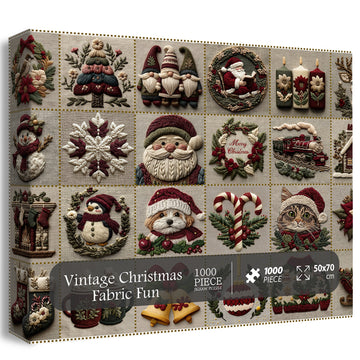 Vintage Christmas Fabric Fun Jigsaw Puzzles 1000 Pieces